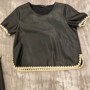 Faux leather top